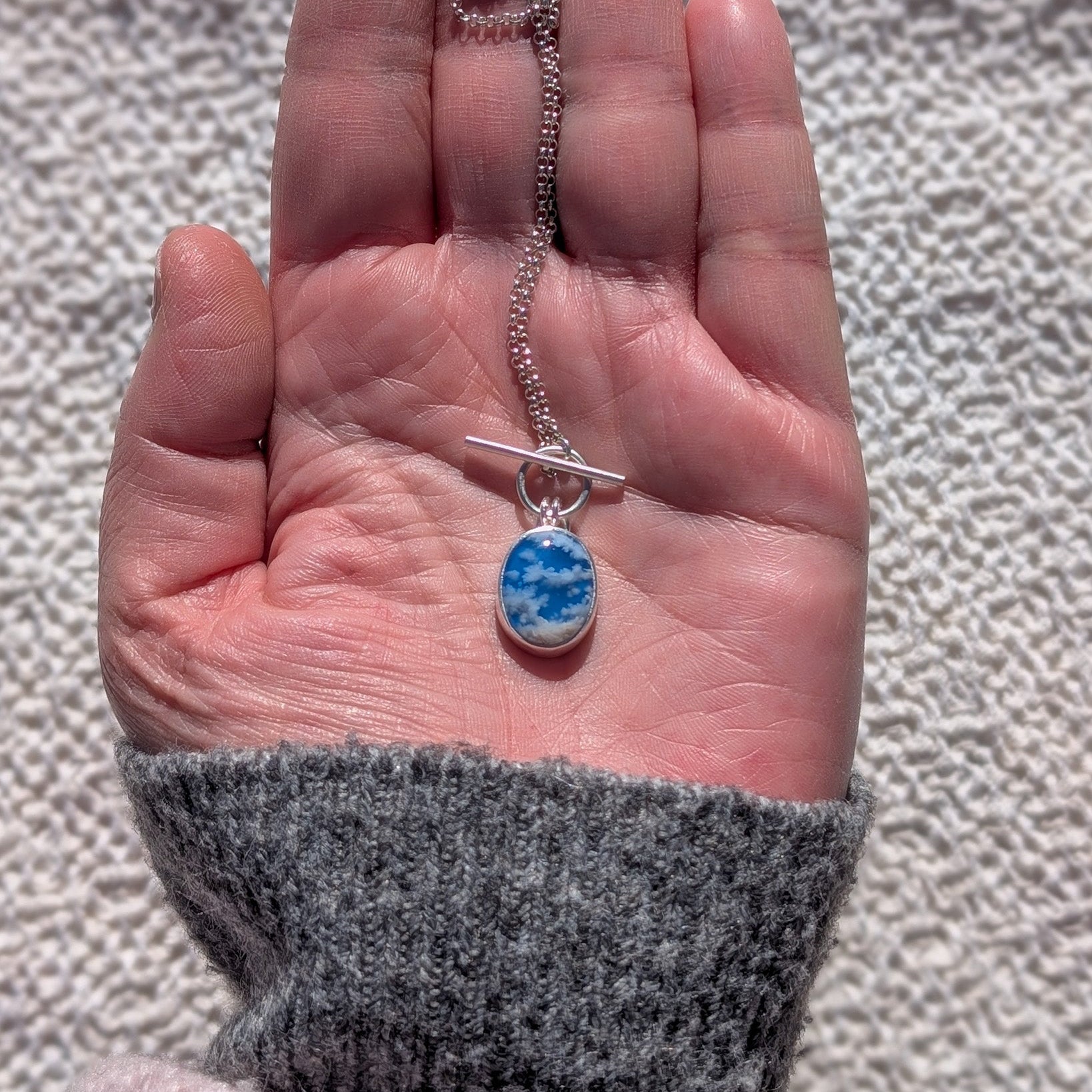 Colgante CIELO en plata con Ágata pluma