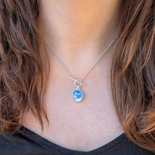 Colgante CIELO en plata con Ágata pluma