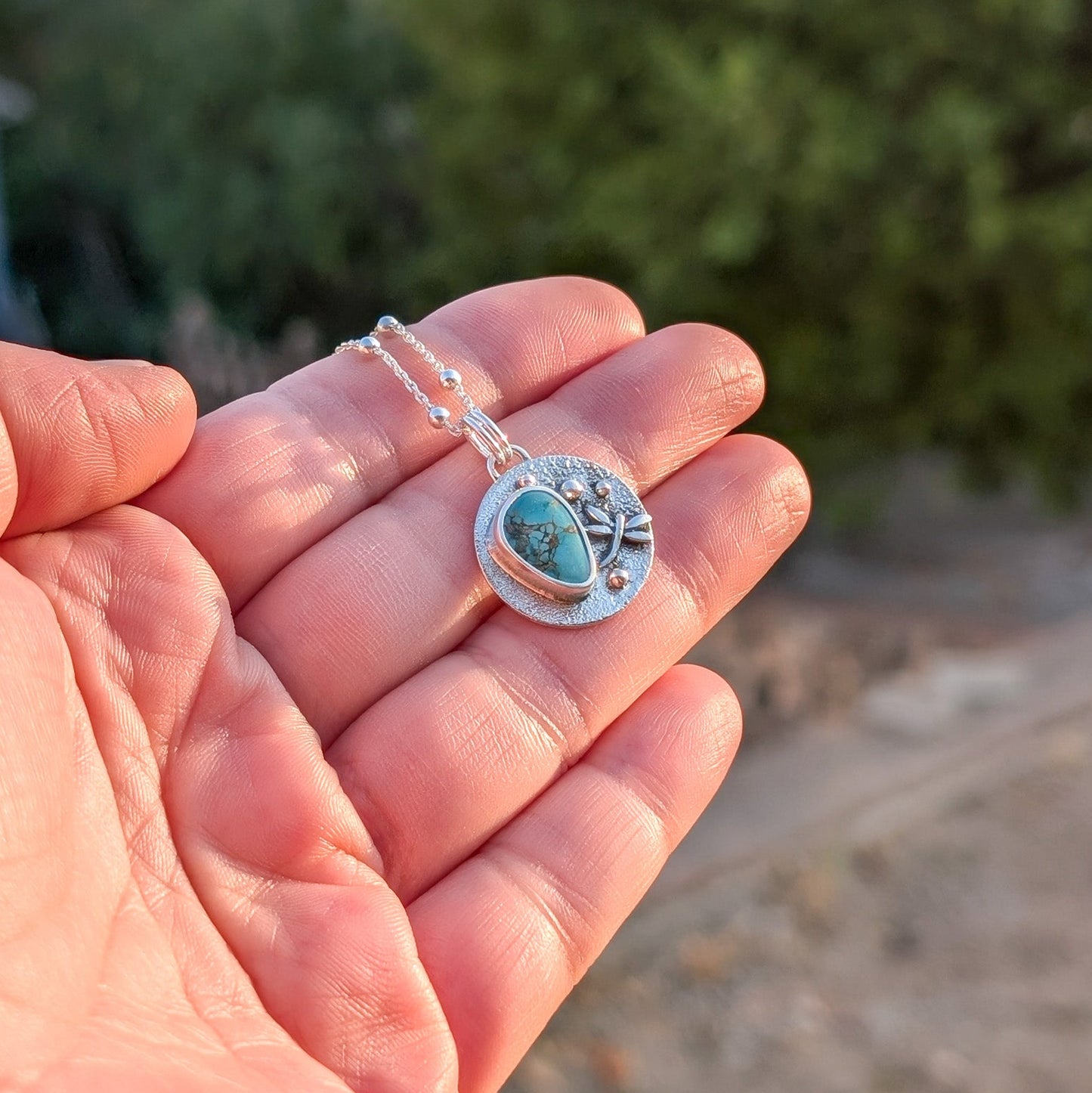Colgante de plata con Turquesa y Libelula