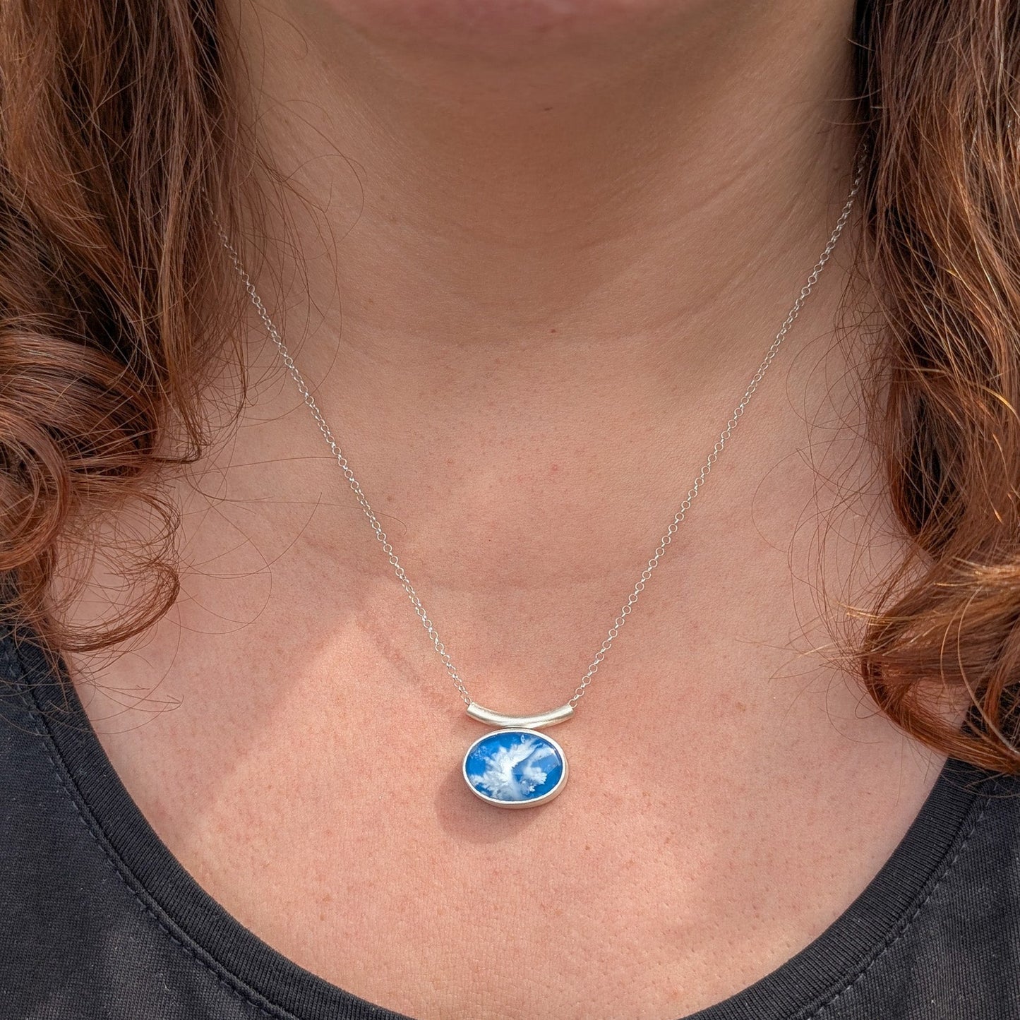 Colgante de plata Cielo con ágata pluma