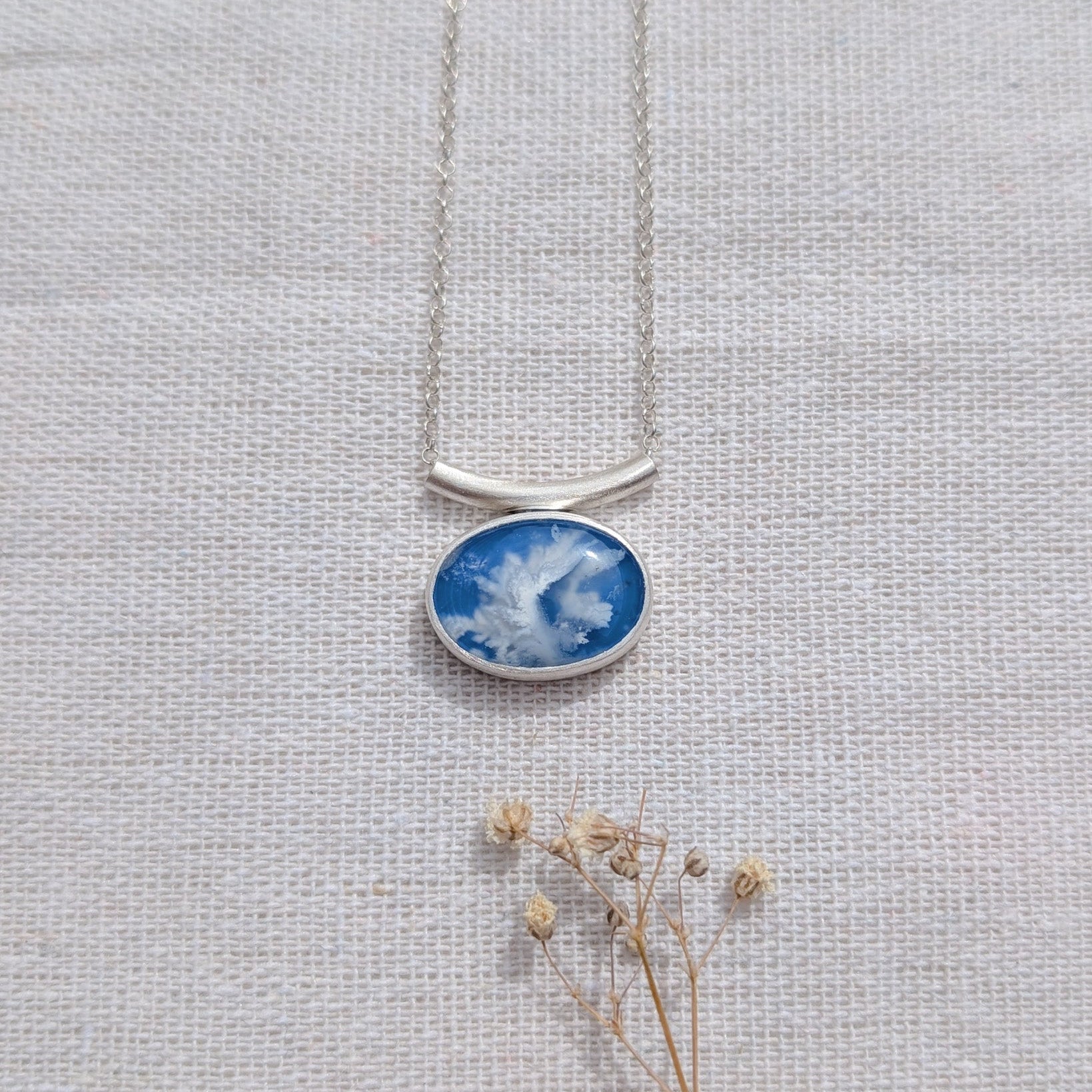 Colgante de plata Cielo con ágata pluma