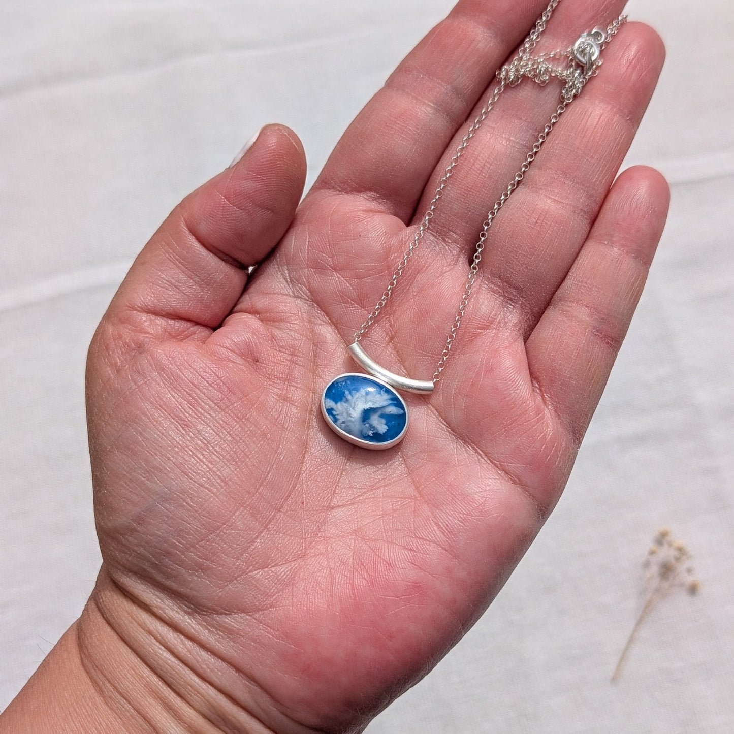 Colgante de plata Cielo con ágata pluma