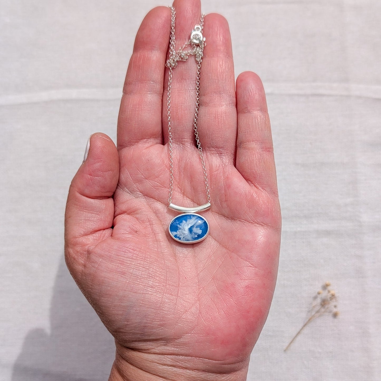 Colgante de plata Cielo con ágata pluma