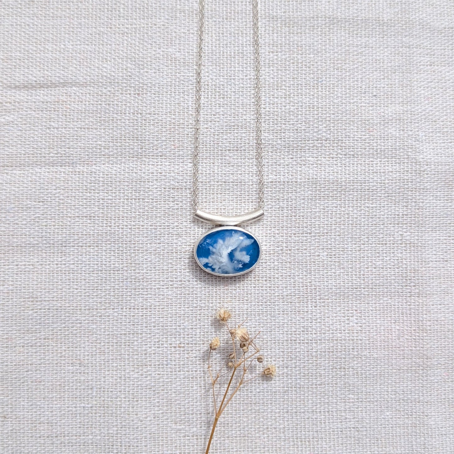 Colgante de plata Cielo con ágata pluma