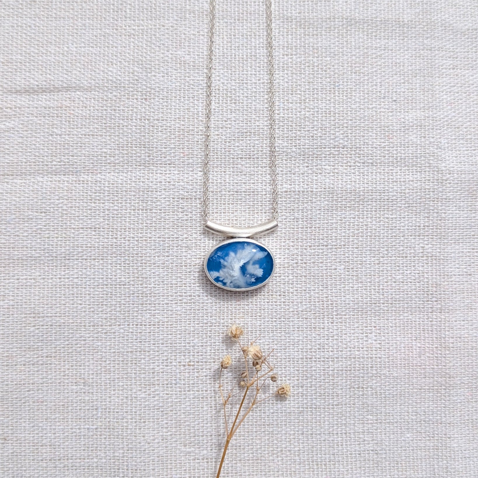 Colgante de plata Cielo con ágata pluma