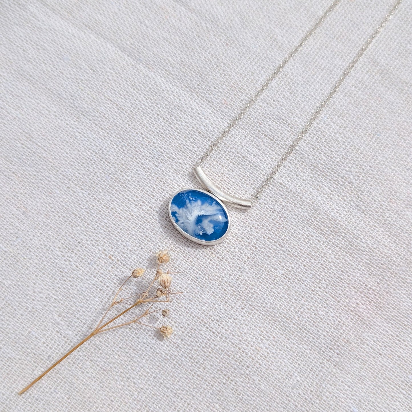 Colgante de plata Cielo con ágata pluma
