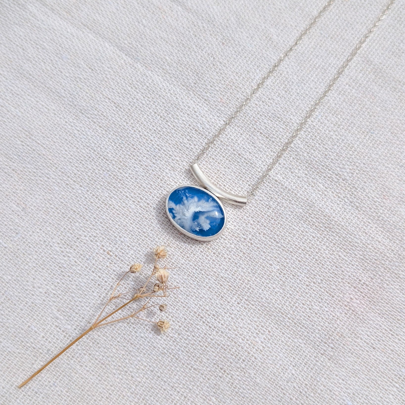 Colgante de plata Cielo con ágata pluma