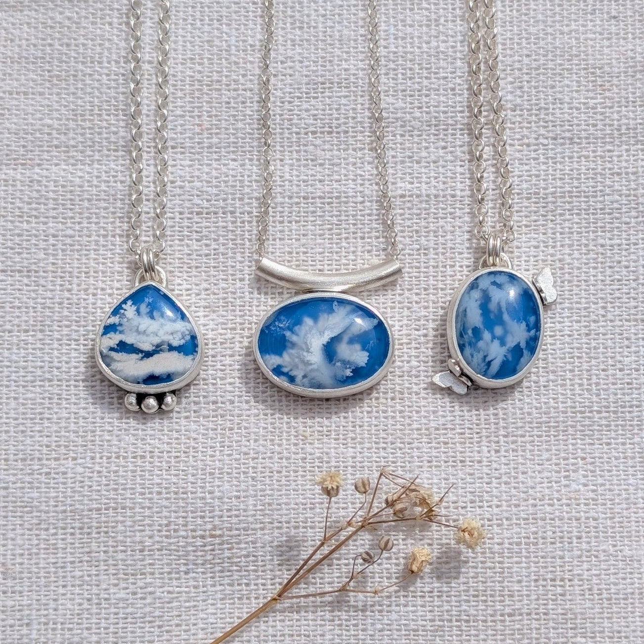 Colgante de plata Cielo con ágata pluma