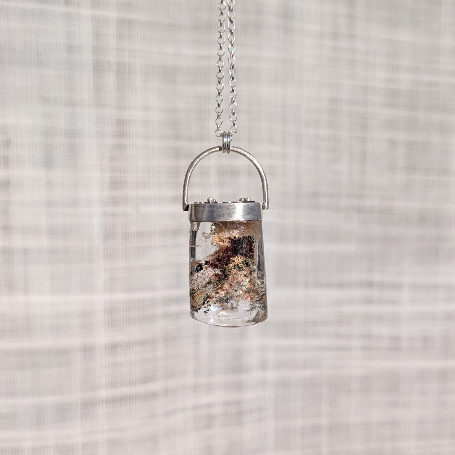 Colgante de plata con Lodolita Cuarzo Jardín