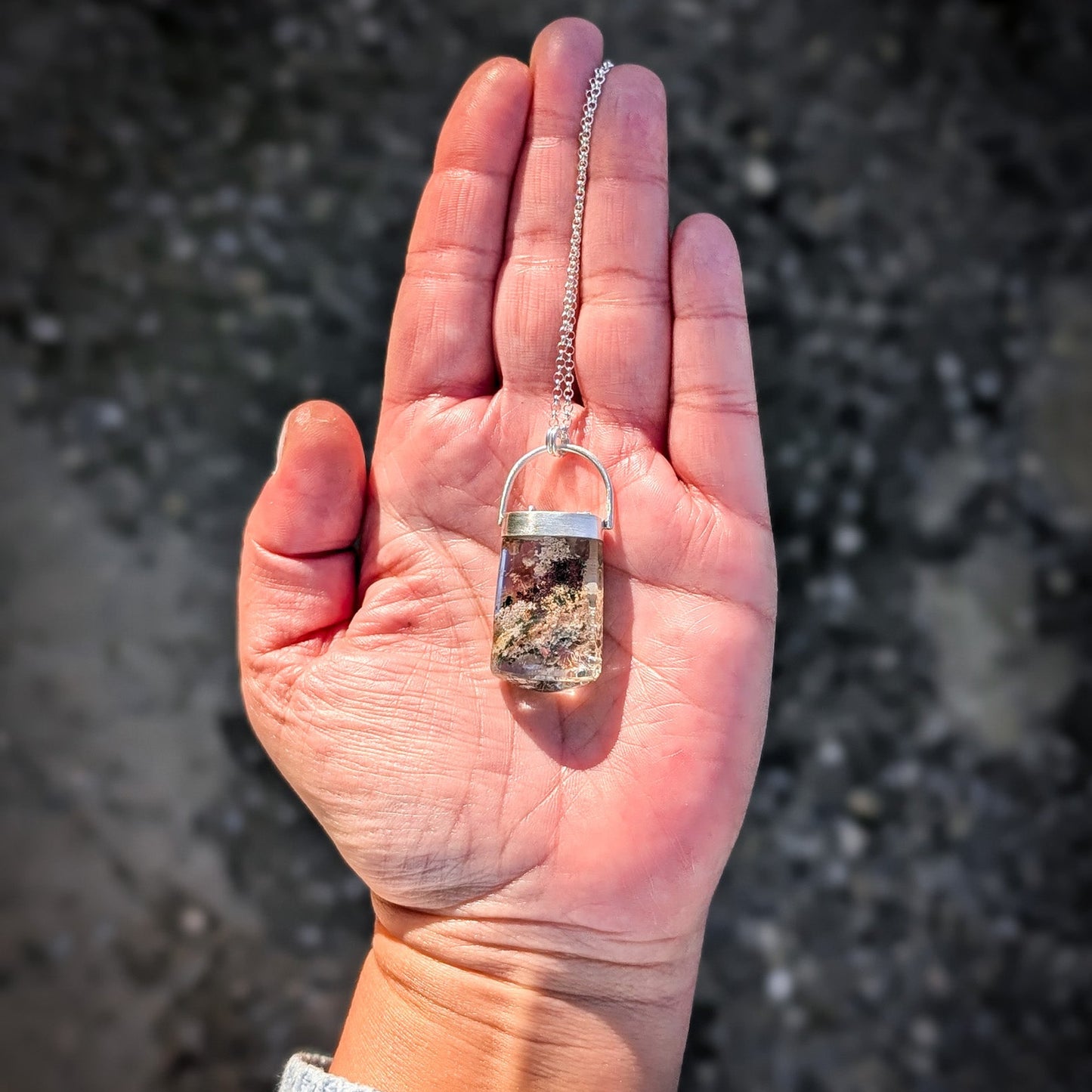 Colgante de plata con Lodolita Cuarzo Jardín