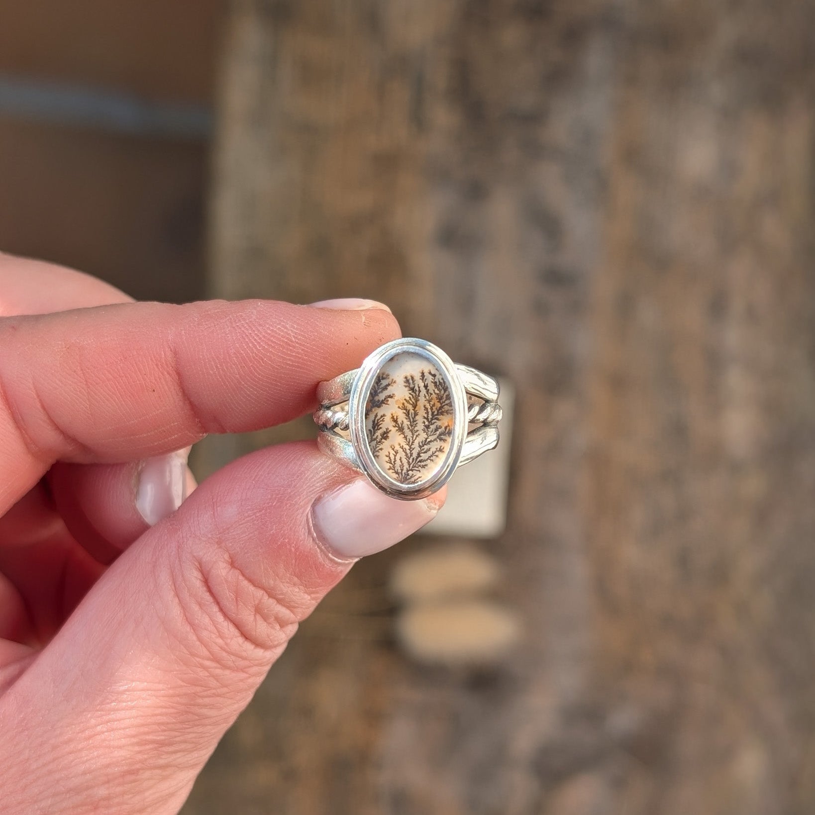 Anillo de plata con ágata dendrítica