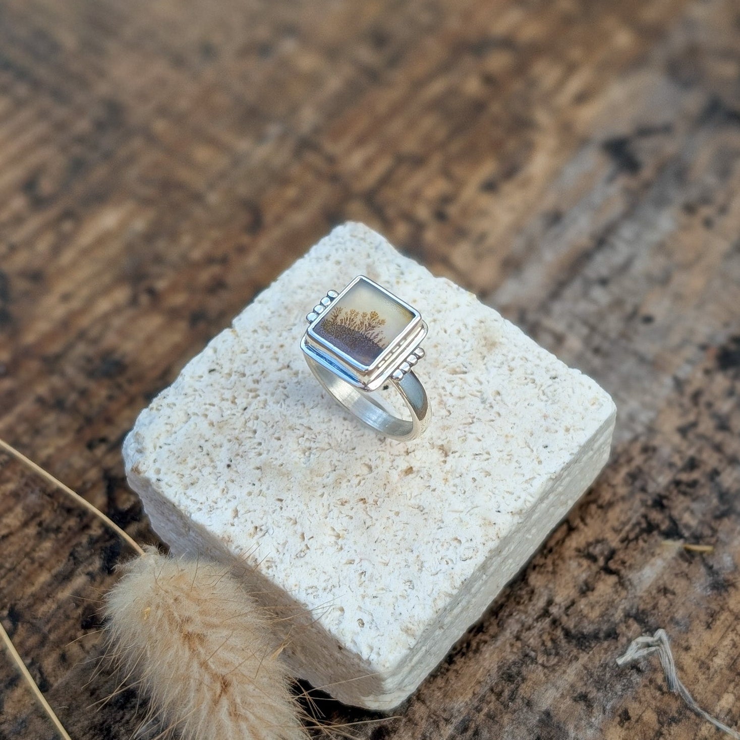 Anillo de plata con ágata dendrítica