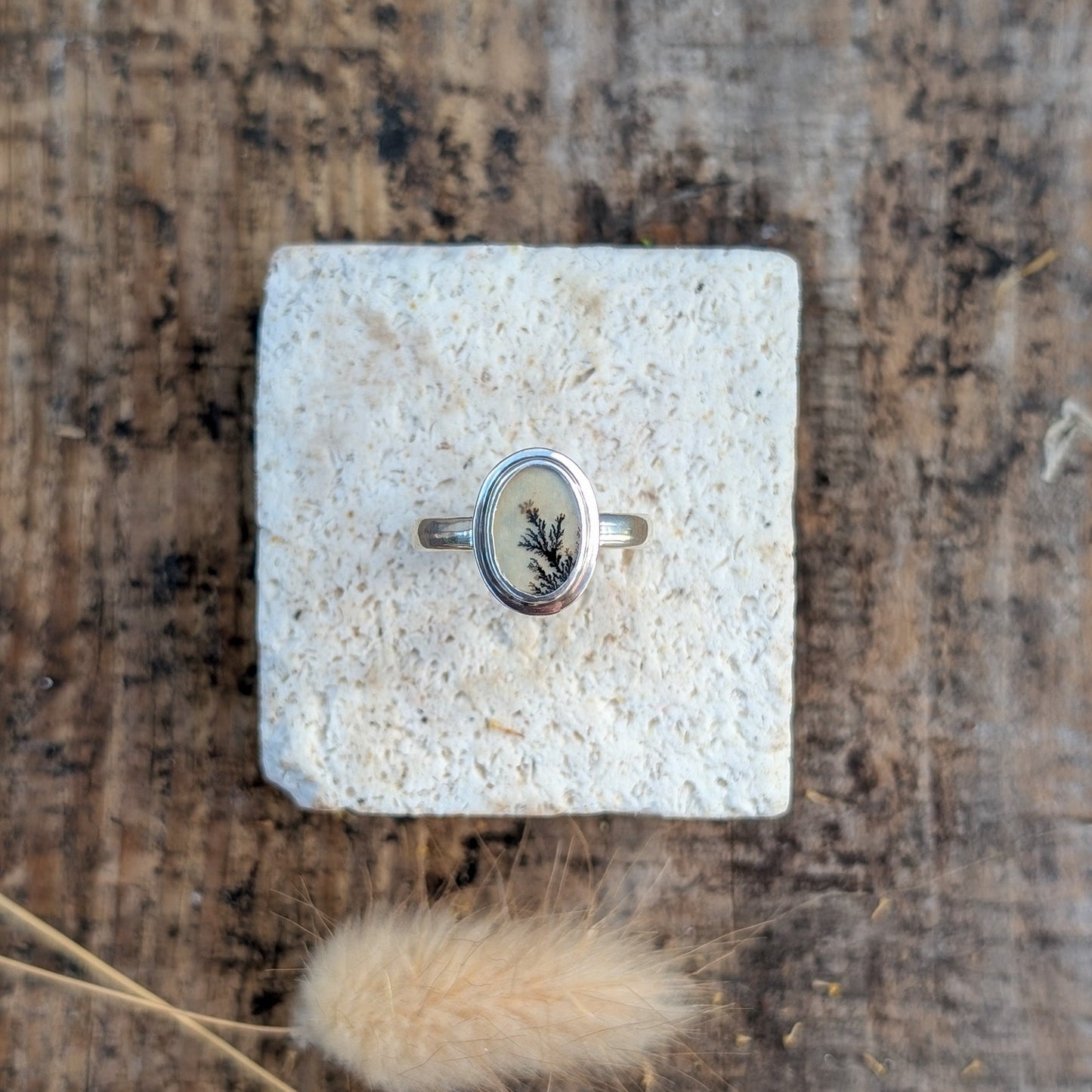 Anillo de plata con ágata dendritica