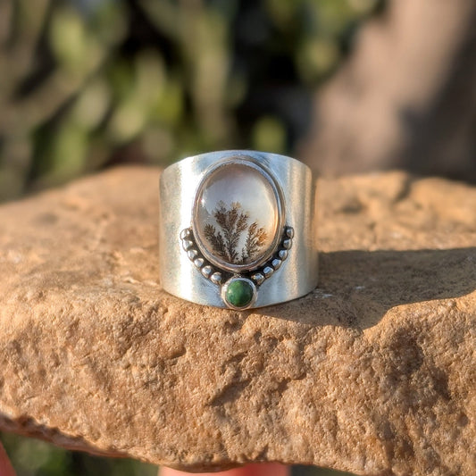 Anillo con ágata dendrítica