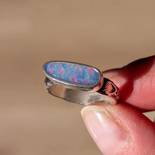 LENAH - Silver ring with Australian opal