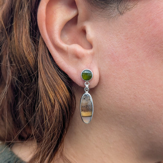 Pendientes con ágata y serpentina verde