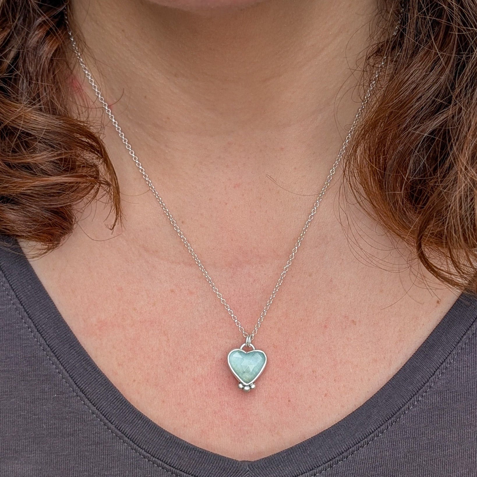 Colgante de plata con aguamarina corazón