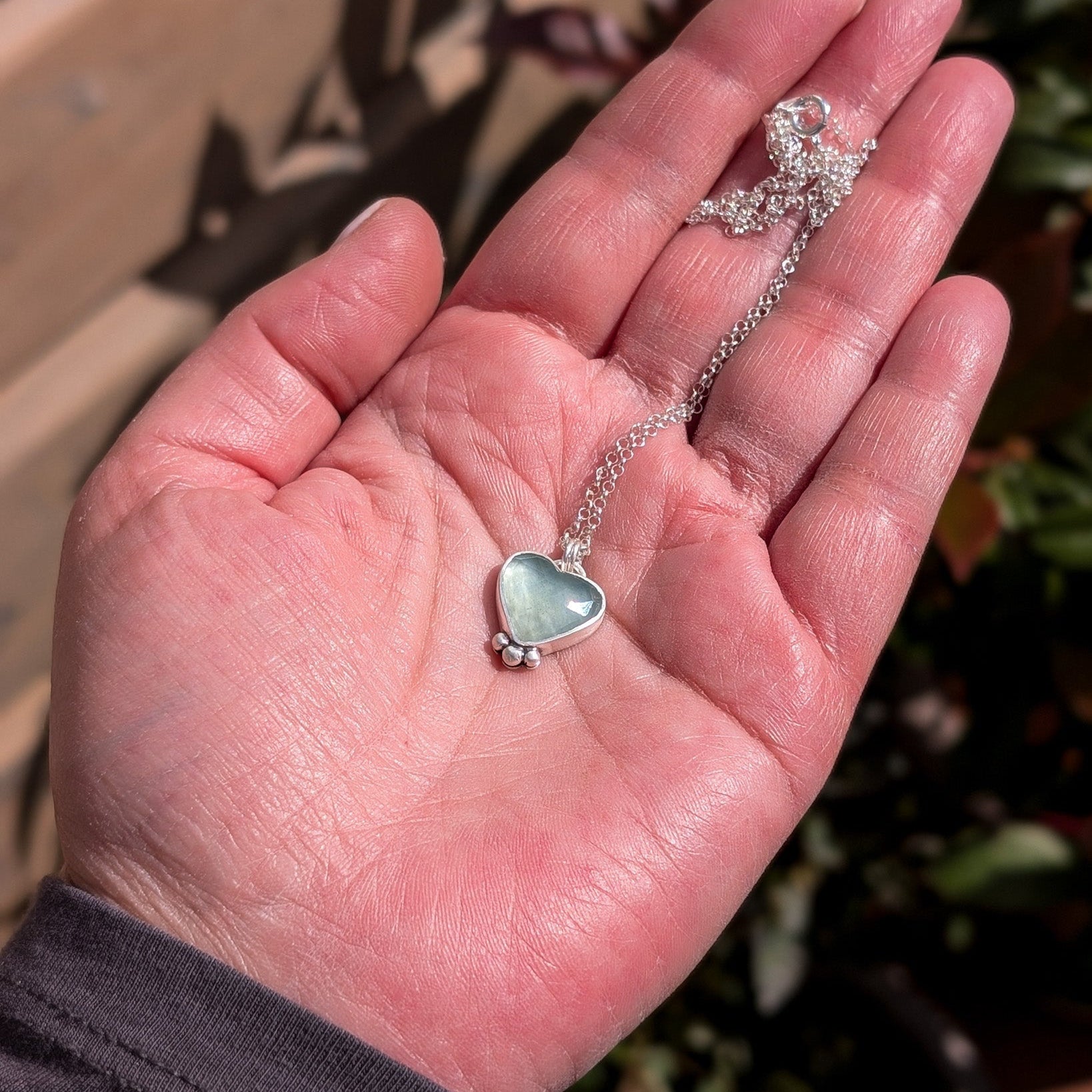 Colgante de plata con aguamarina corazón