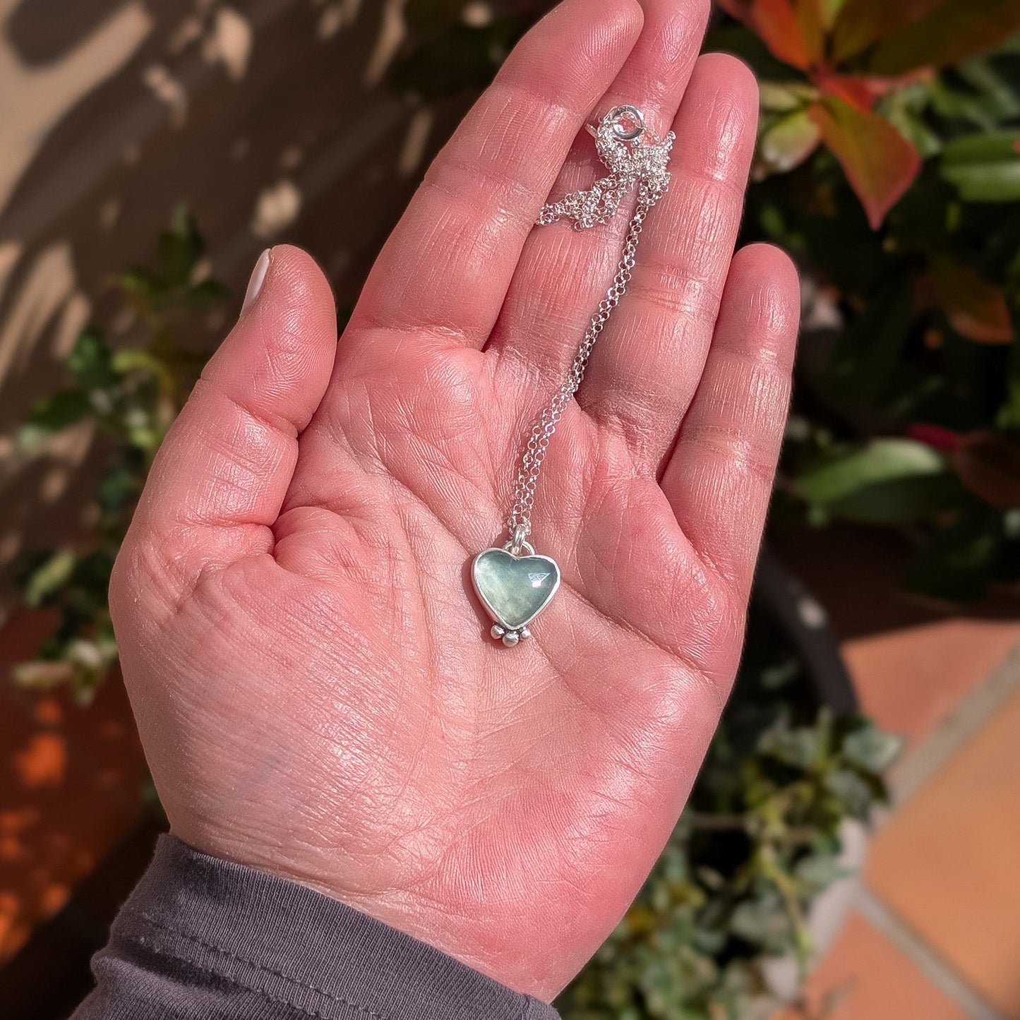 Colgante de plata con aguamarina corazón