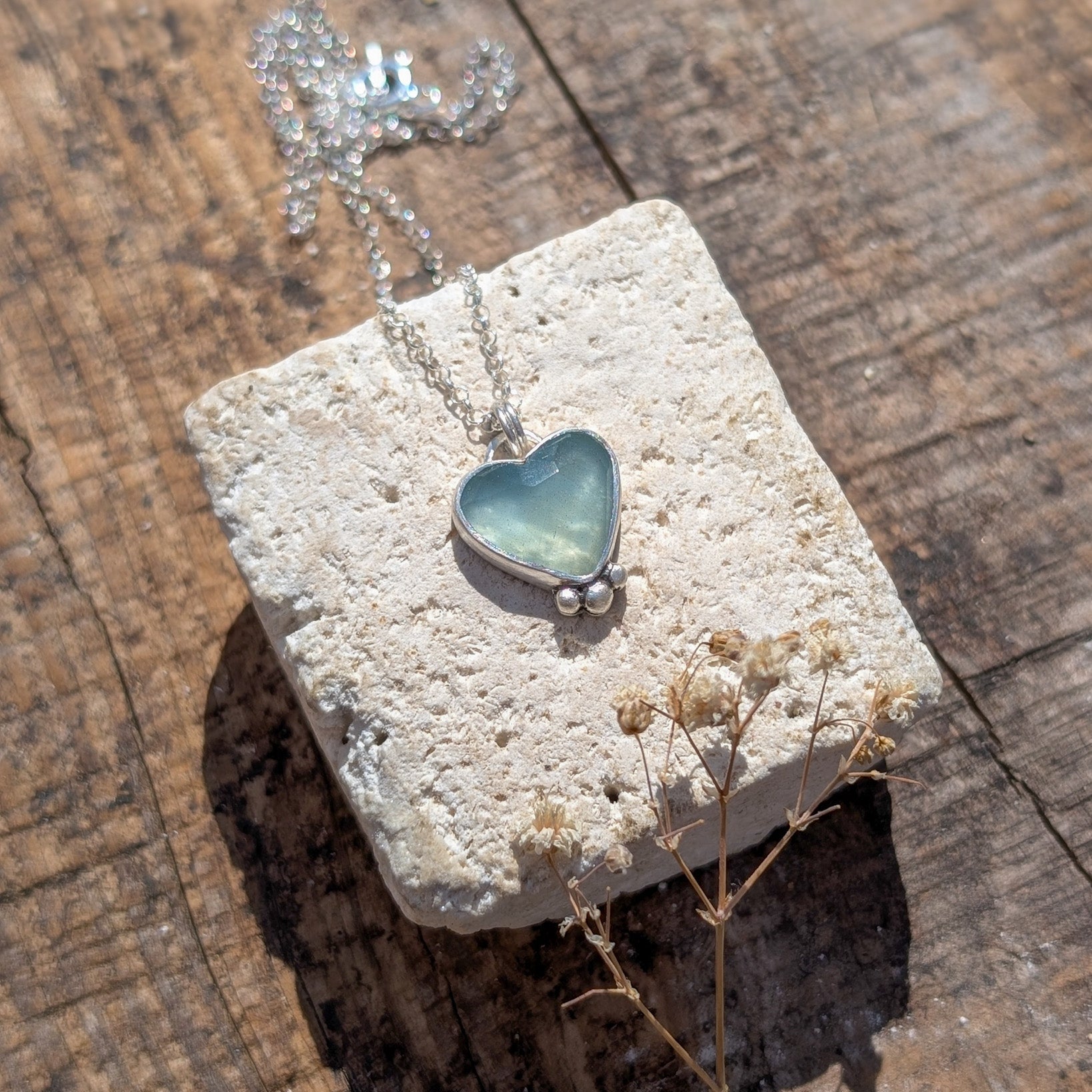Colgante de plata con aguamarina corazón