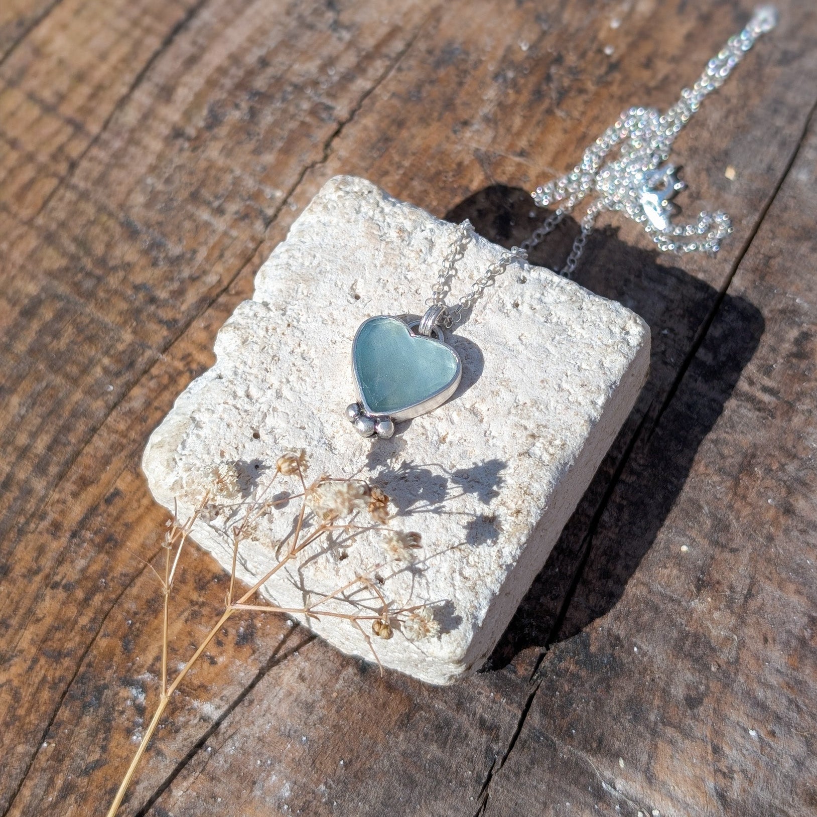 Colgante de plata con aguamarina corazón