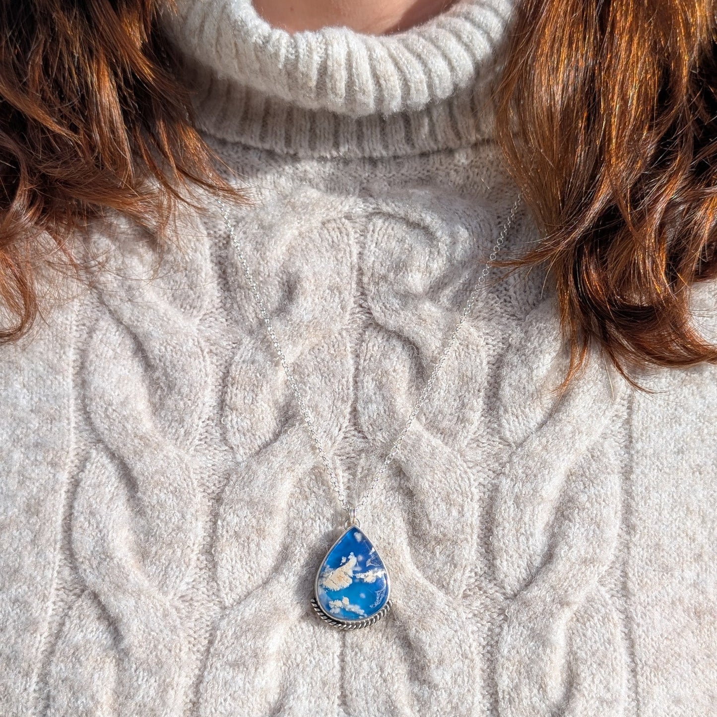 Colgante de plata con doblete de ágata pluma