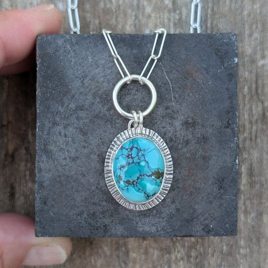 Colgante gargantilla de plata con turquesa