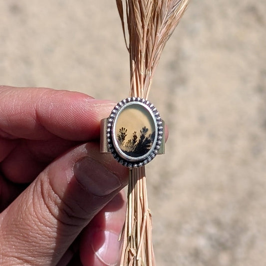 Anillo de plata con ágata dendrítica