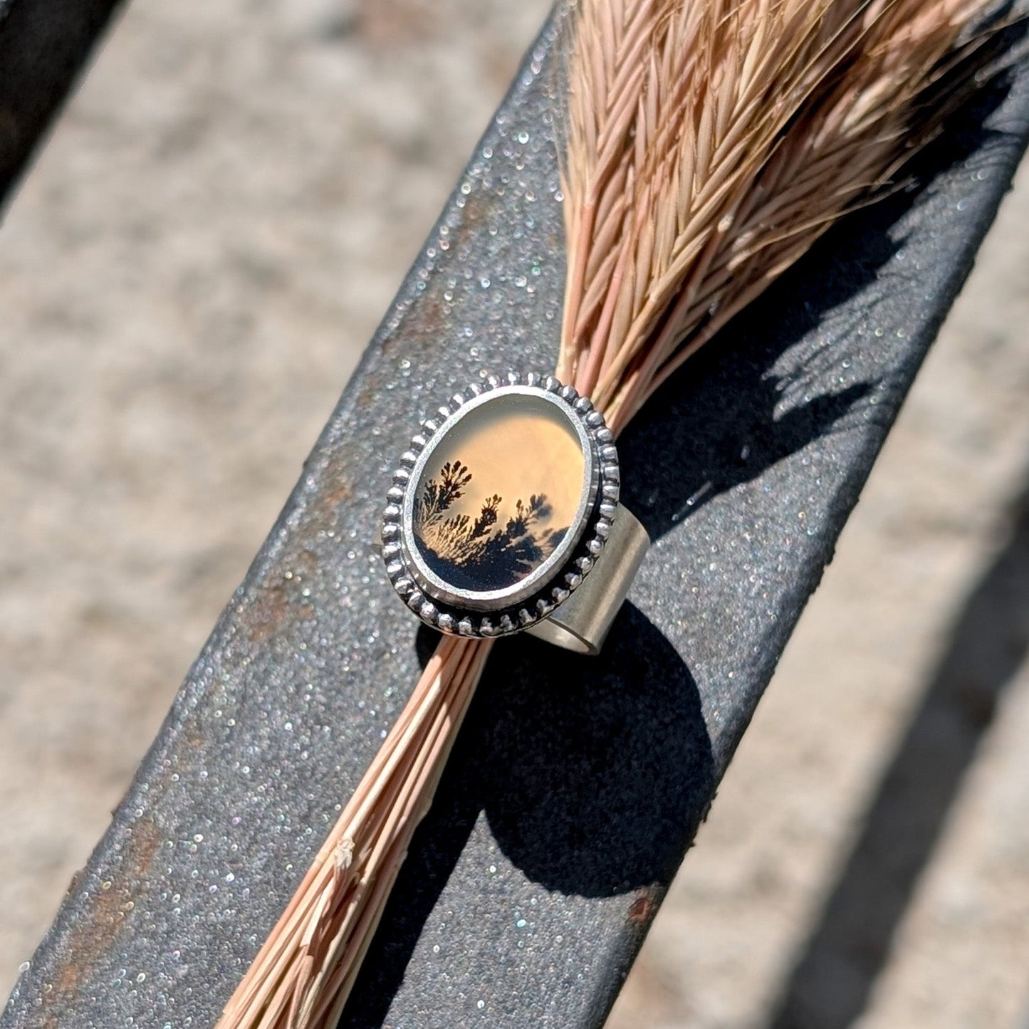 Anillo de plata con ágata dendrítica