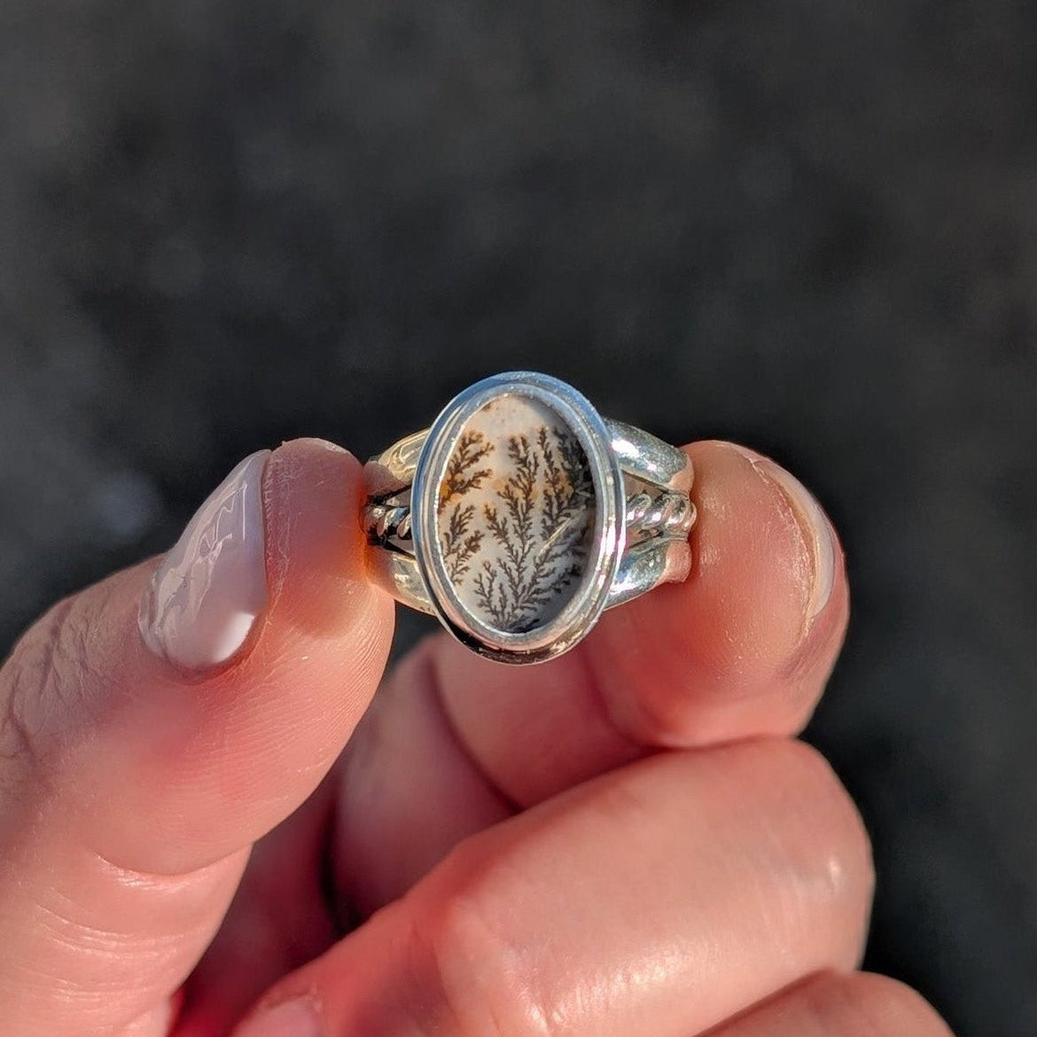 Anillo de plata con ágata dendrítica