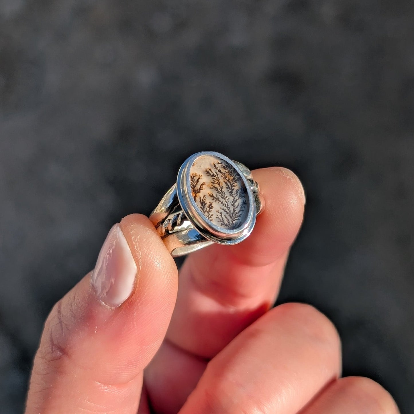 Anillo de plata con ágata dendrítica