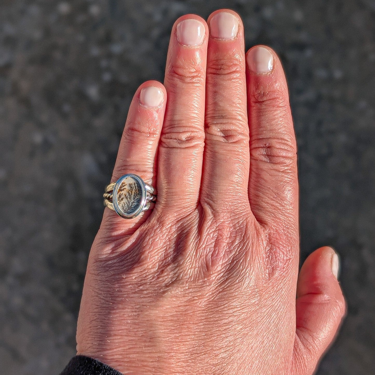 Anillo de plata con ágata dendrítica