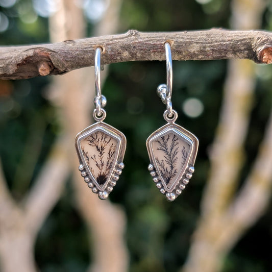 Pendientes de plata con ágata dendrítica