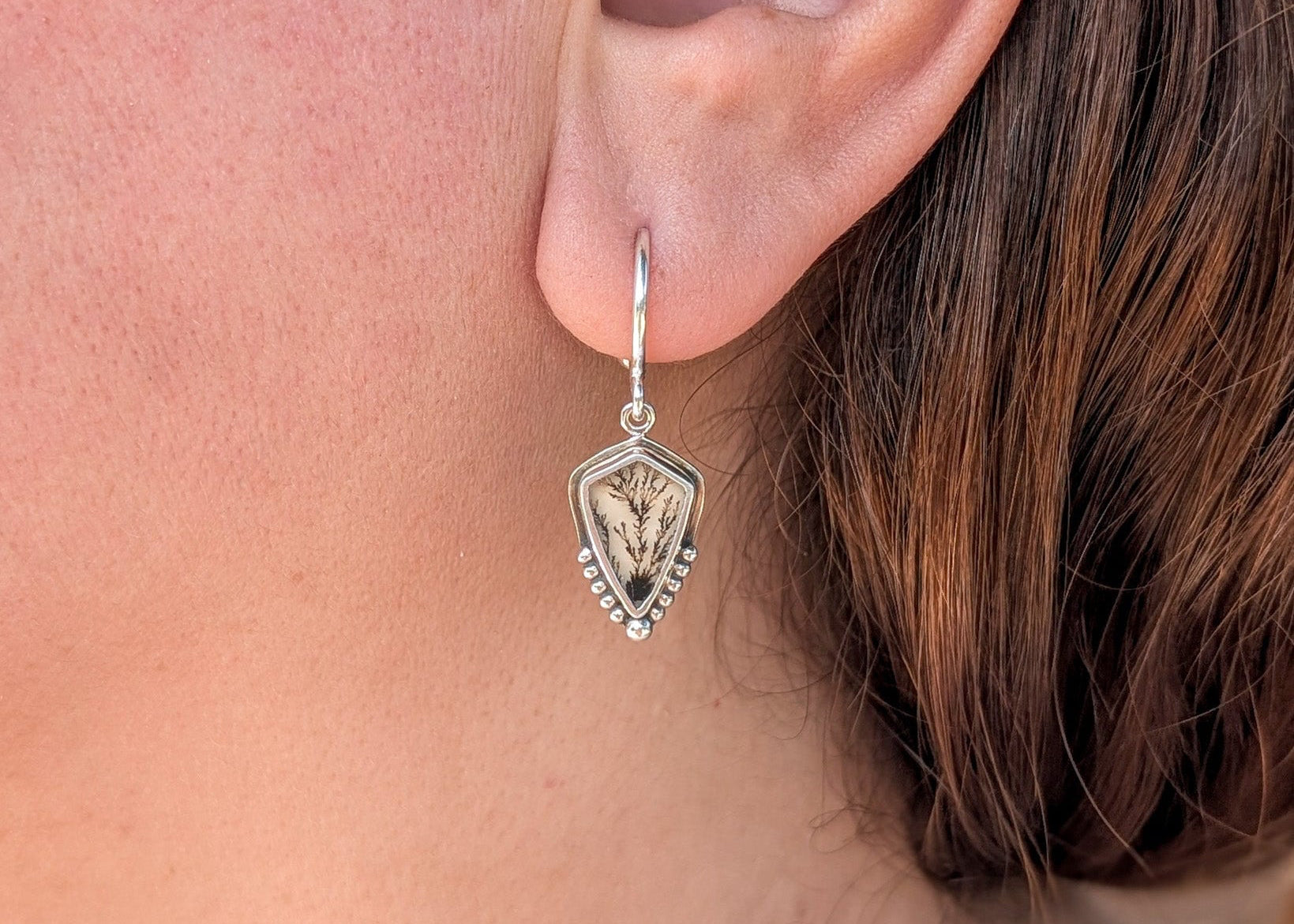 Pendientes de plata con ágata dendrítica