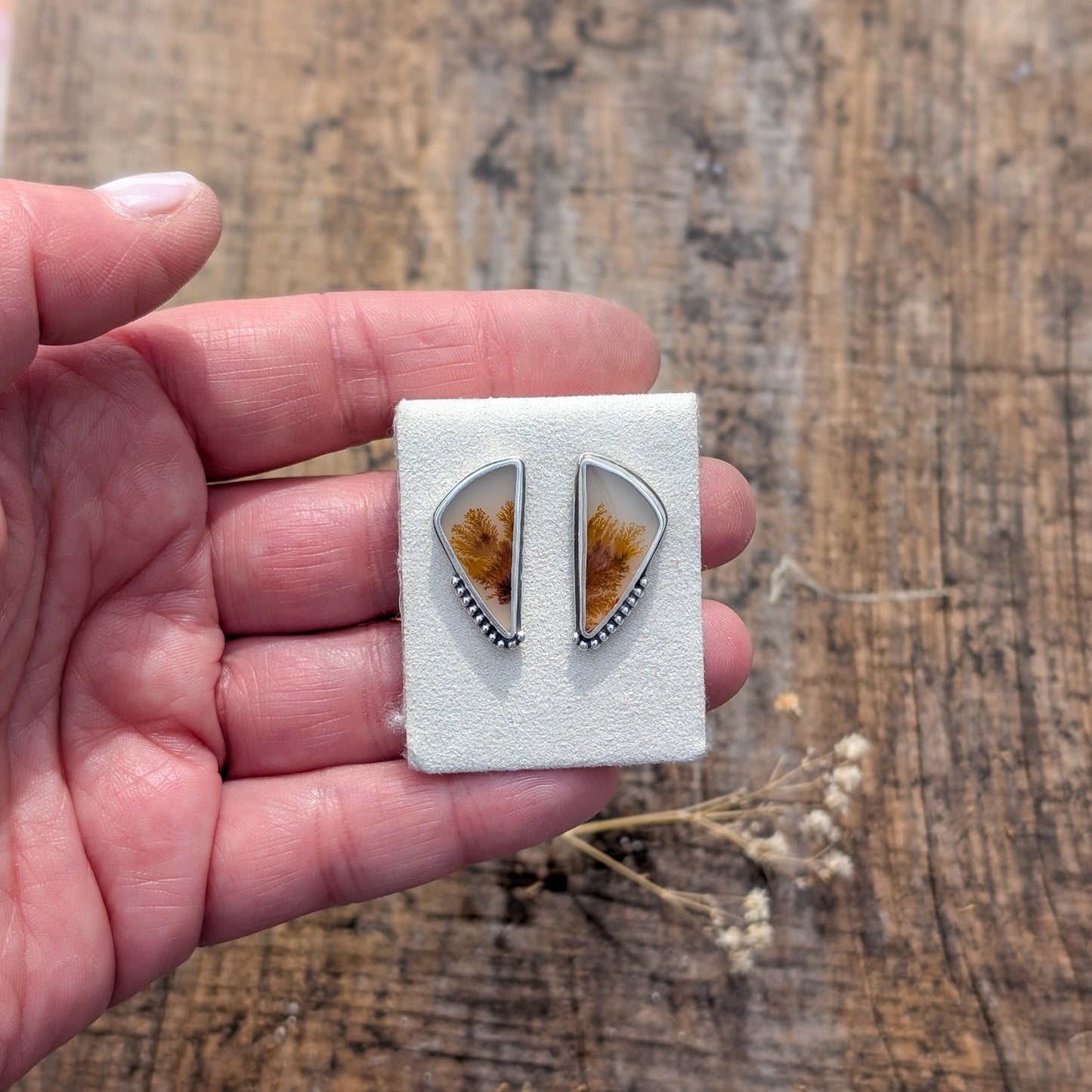 Pendientes ágata dendritica