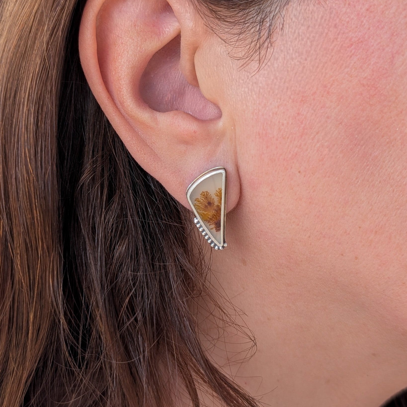 Pendientes de ágata dendrítica