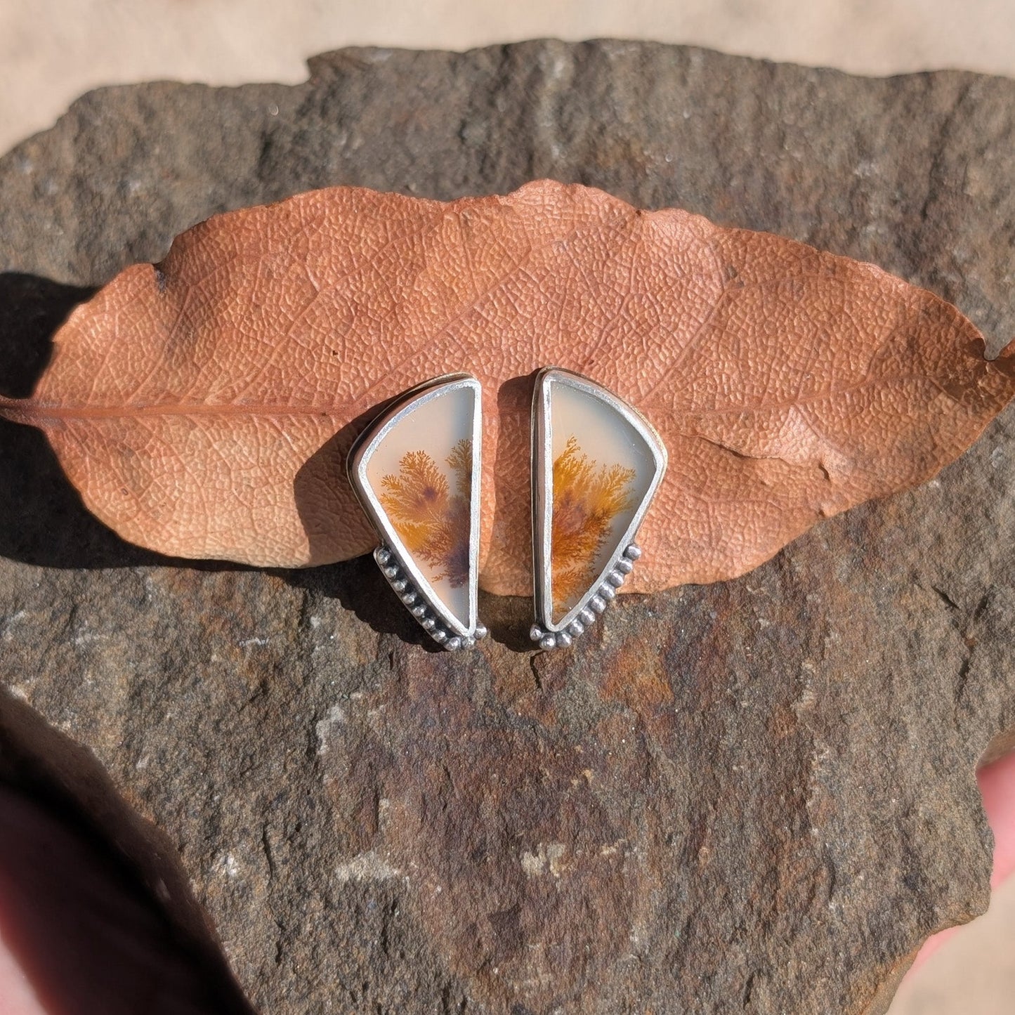 Pendientes con ágatas dendríticas