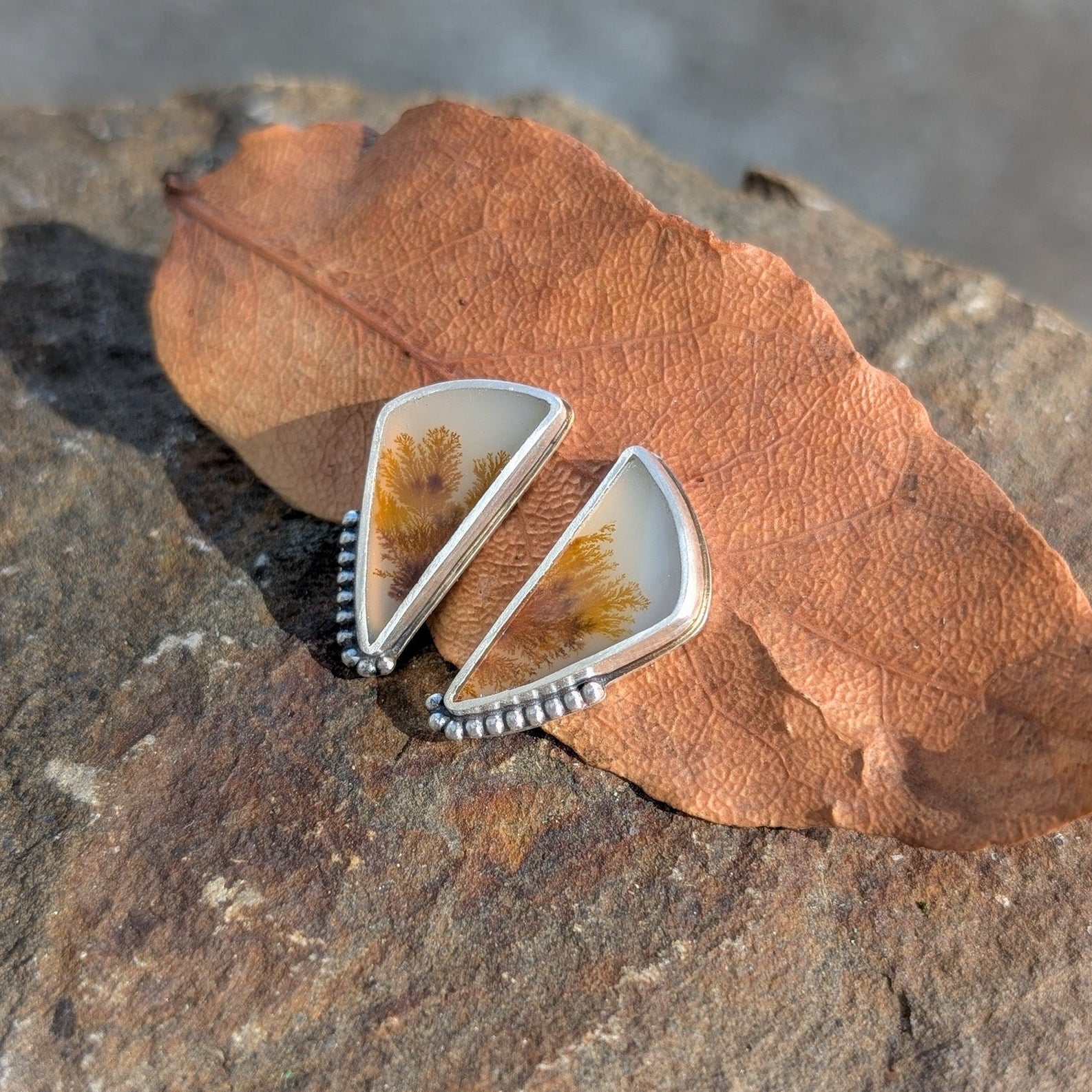 Pendientes de ágata dendrítica