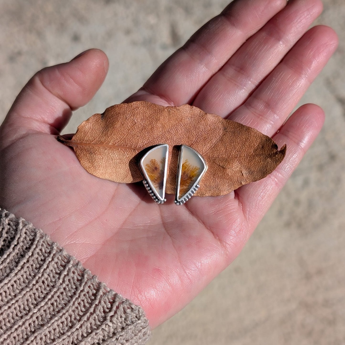 Pendientes de ágata dendrítica