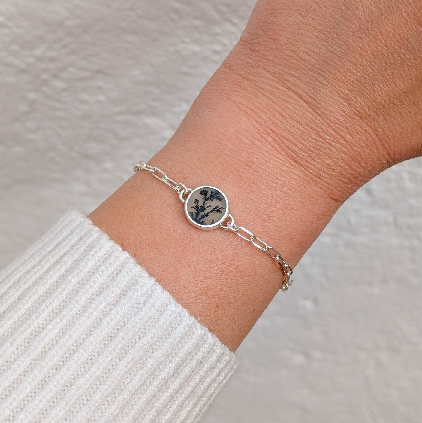 Pulsera de plata con ágata dendritica
